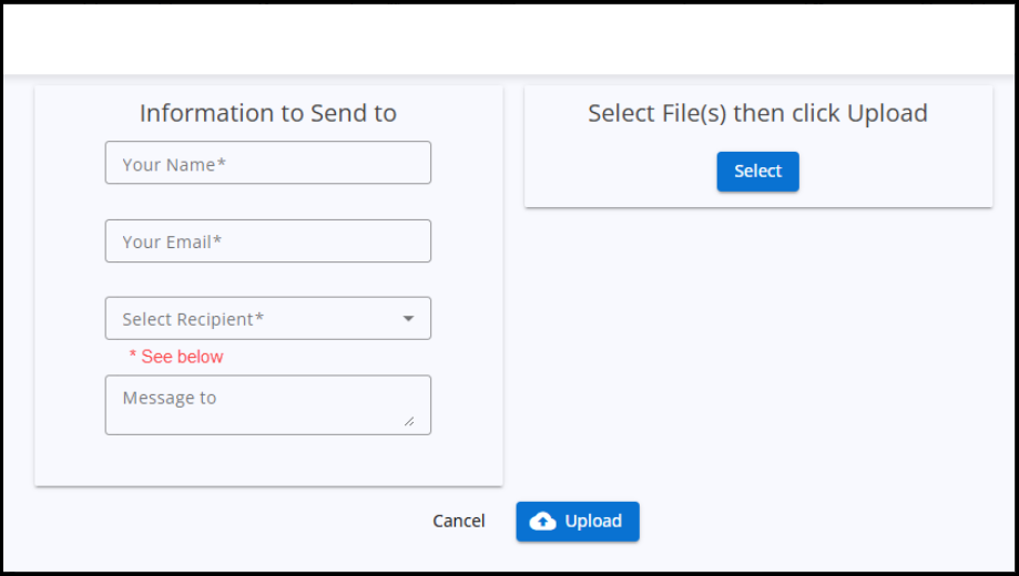 Upload screen